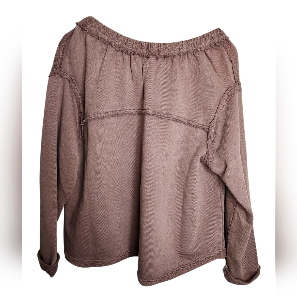 Free People Oversized Raw Seam Sweatshirt – XS – Mauve Brown - Picture 3 of 5